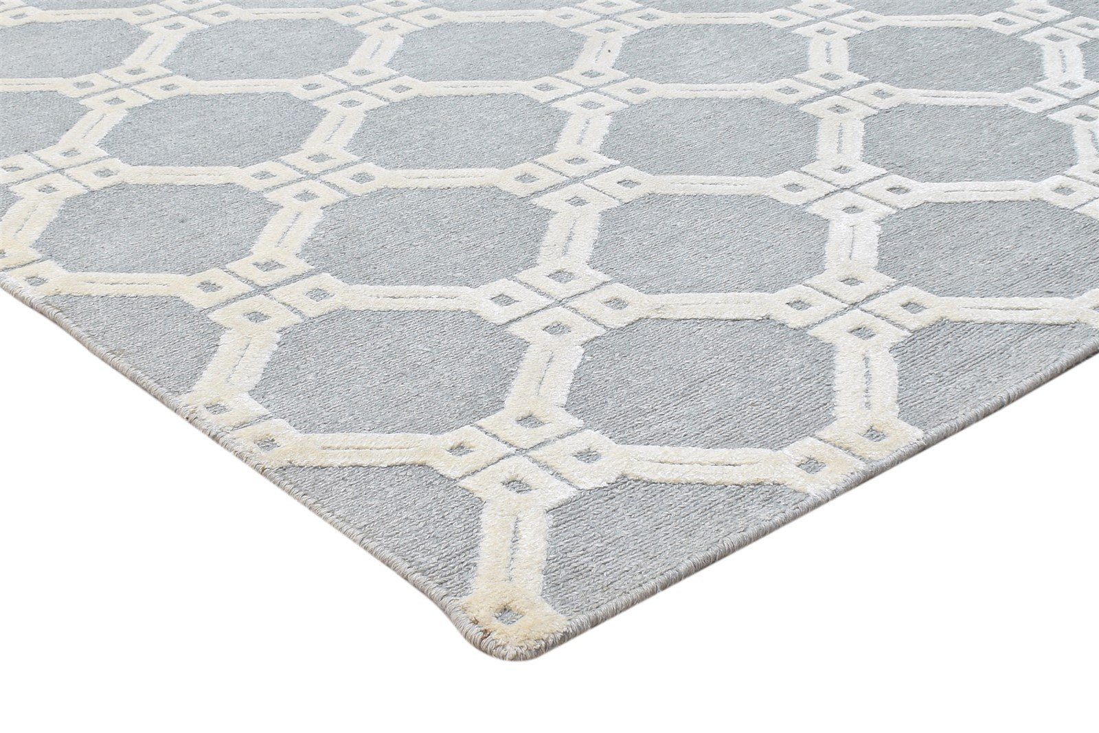 Grey Linen Rug 5' X 8' Modern Hand Knotted Moroccan Trellis Room Size Carpet 