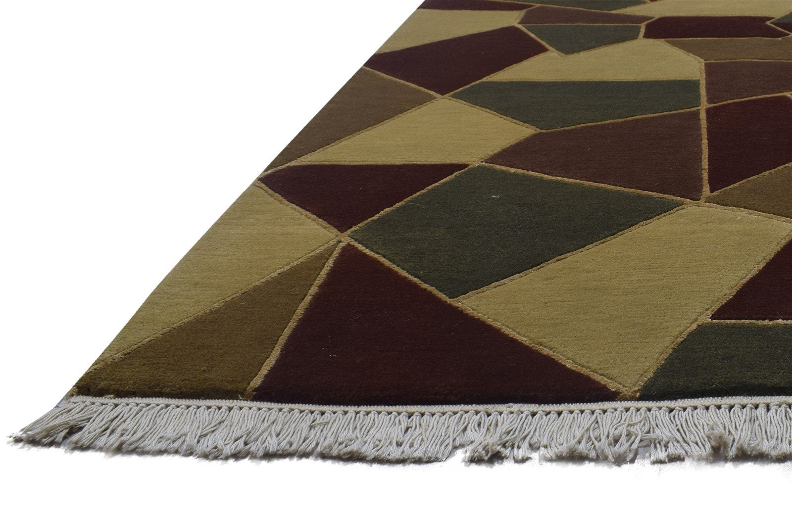 Wool / Silk Multi Color Rug 5X7 Modern Hand Knotted Scandinavian Geometric Room Size 