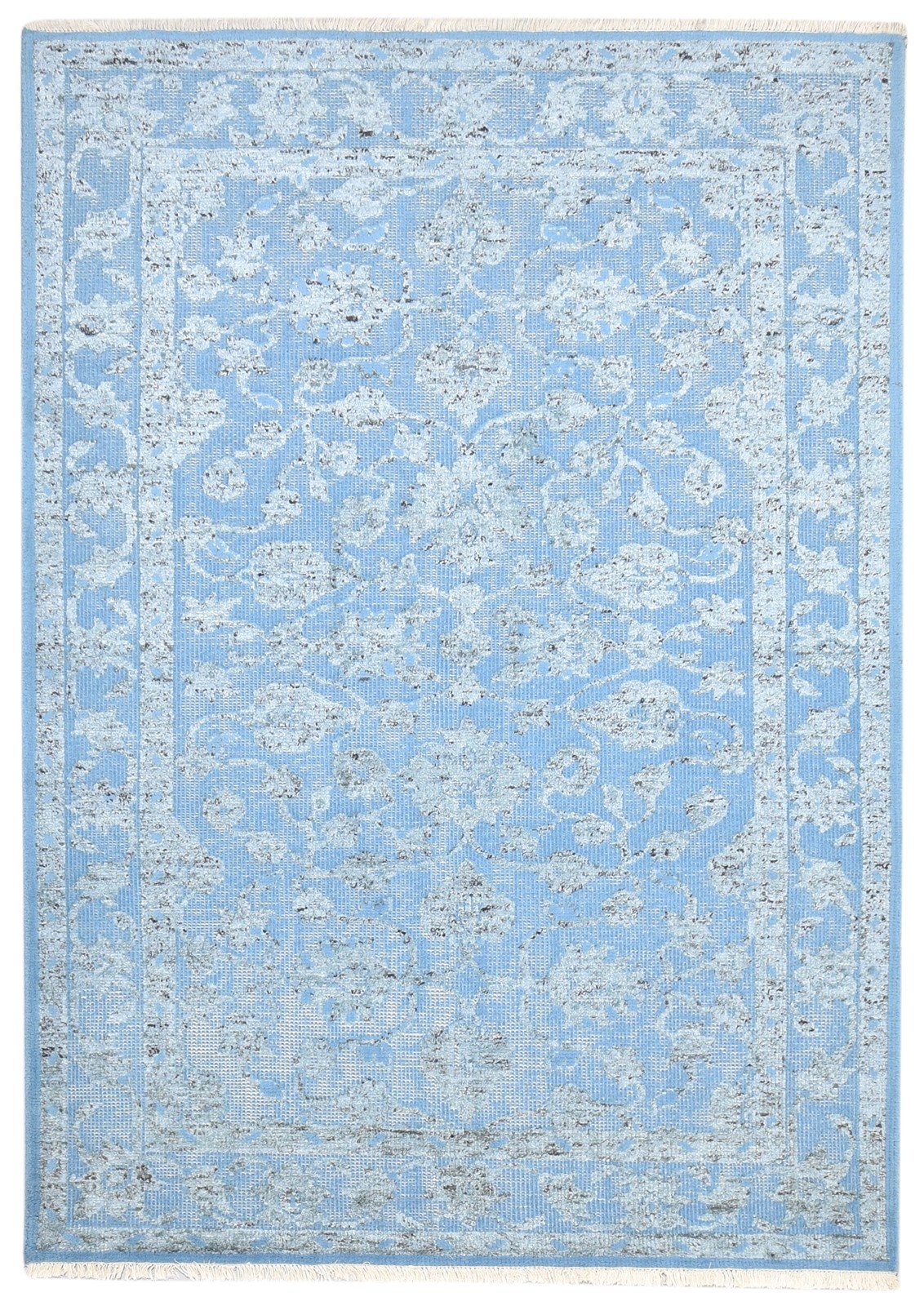 Wool Blue Rug 6' X 8' Persian Hand Knotted Oushak Oriental Room Size Carpet 