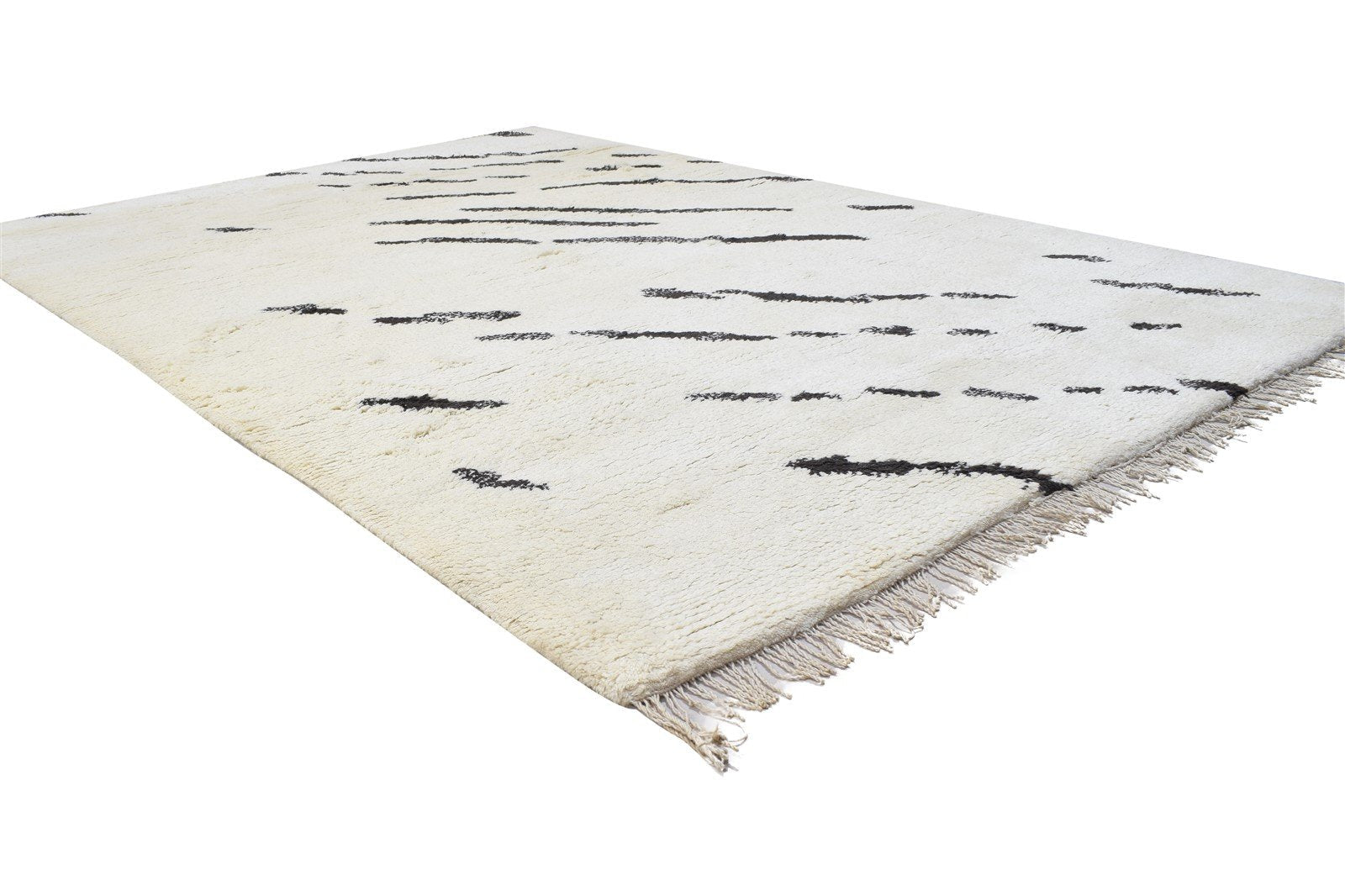 5X8 Rug Wool Off-White Modern Hand Knotted Scandinavian Abstract Room Size 