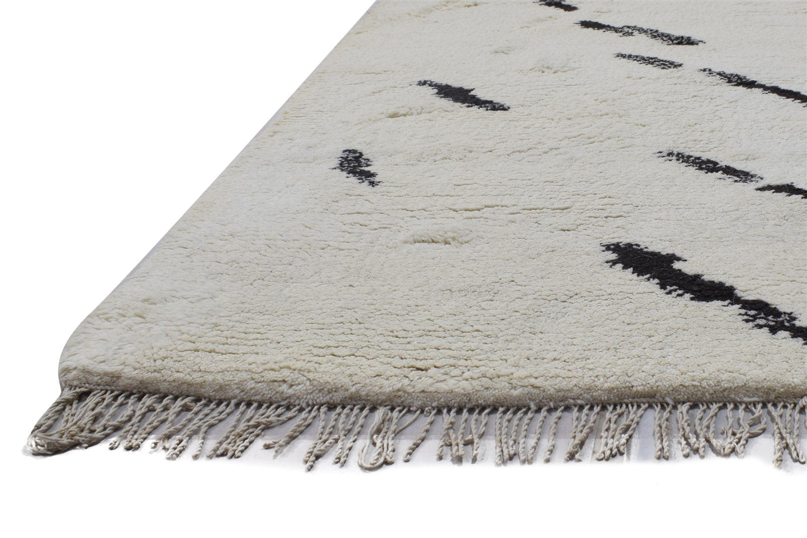 5X8 Rug Wool Off-White Modern Hand Knotted Scandinavian Abstract Room Size 