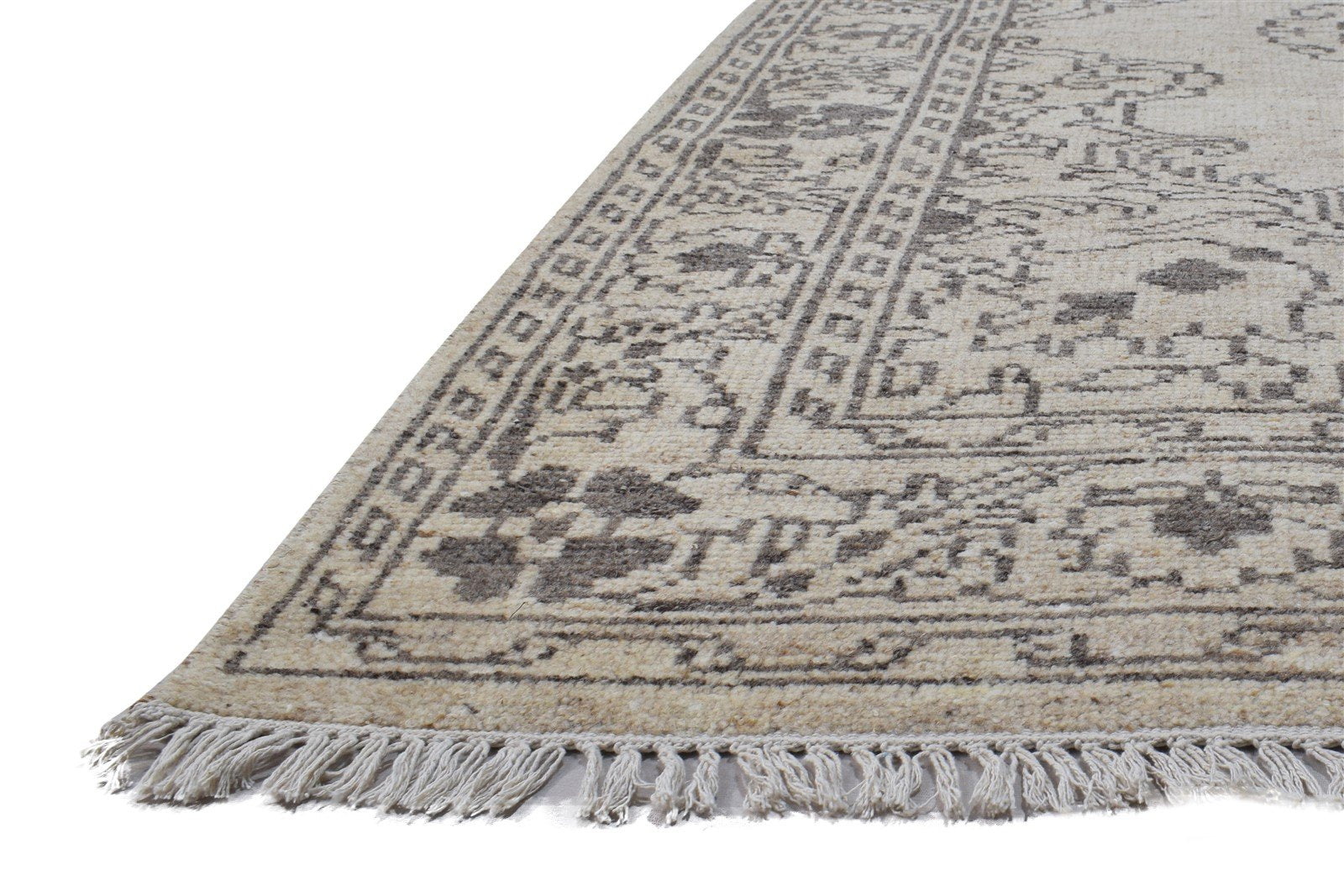 Hand Knotted Beige Wool Rug 5' X 8' Persian Mughal Medallion Room Size Carpet 