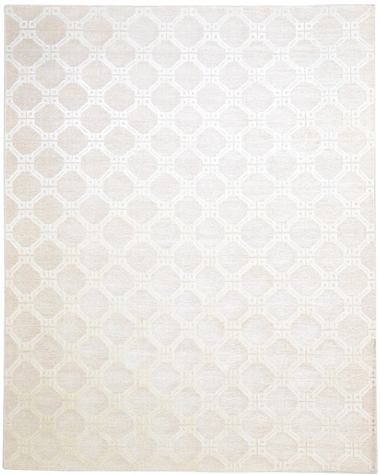 Linen Sand Rug 8' X 10' Modern Hand Knotted Scandinavian Trellis Large Carpet 