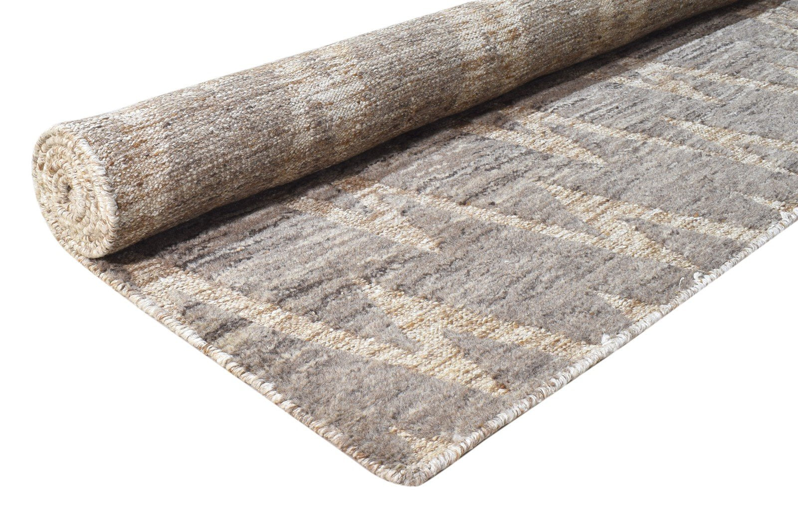 Hand Knotted Brown Wool Rug 8' X 13' Modern Scandinavian Chevron Large Carpet  Area Rug 
