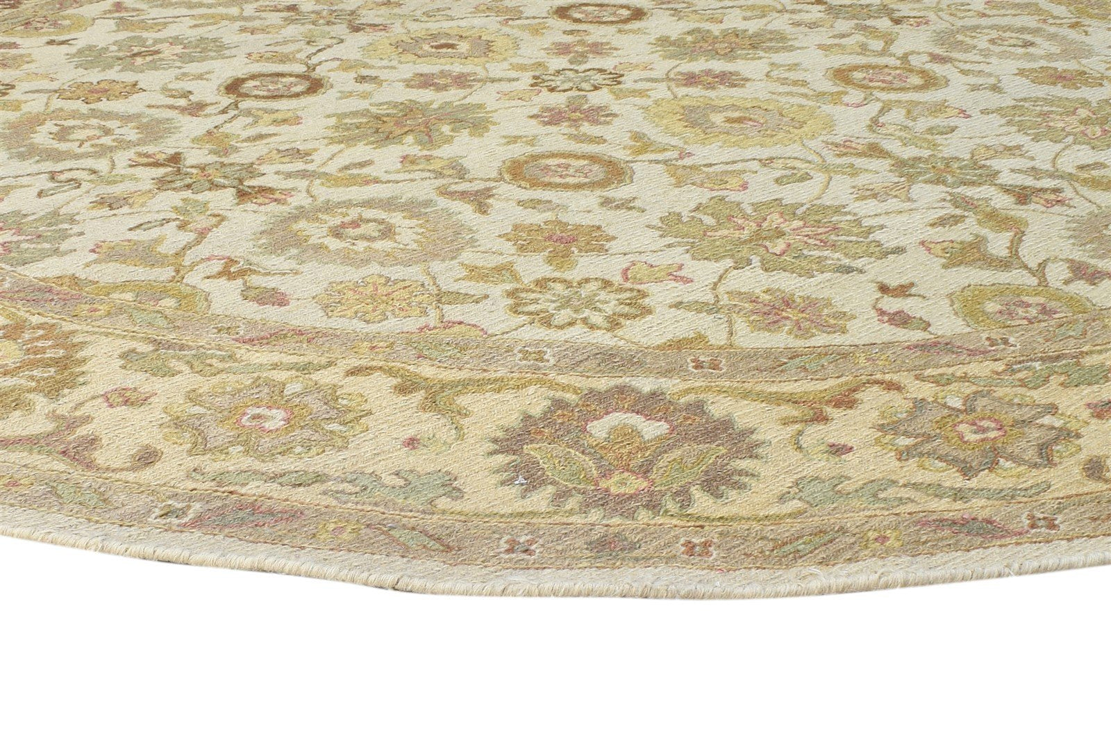 Beige Wool Rug 8' X 8' Persian Hand Knotted Kashan Oriental Large Carpet 