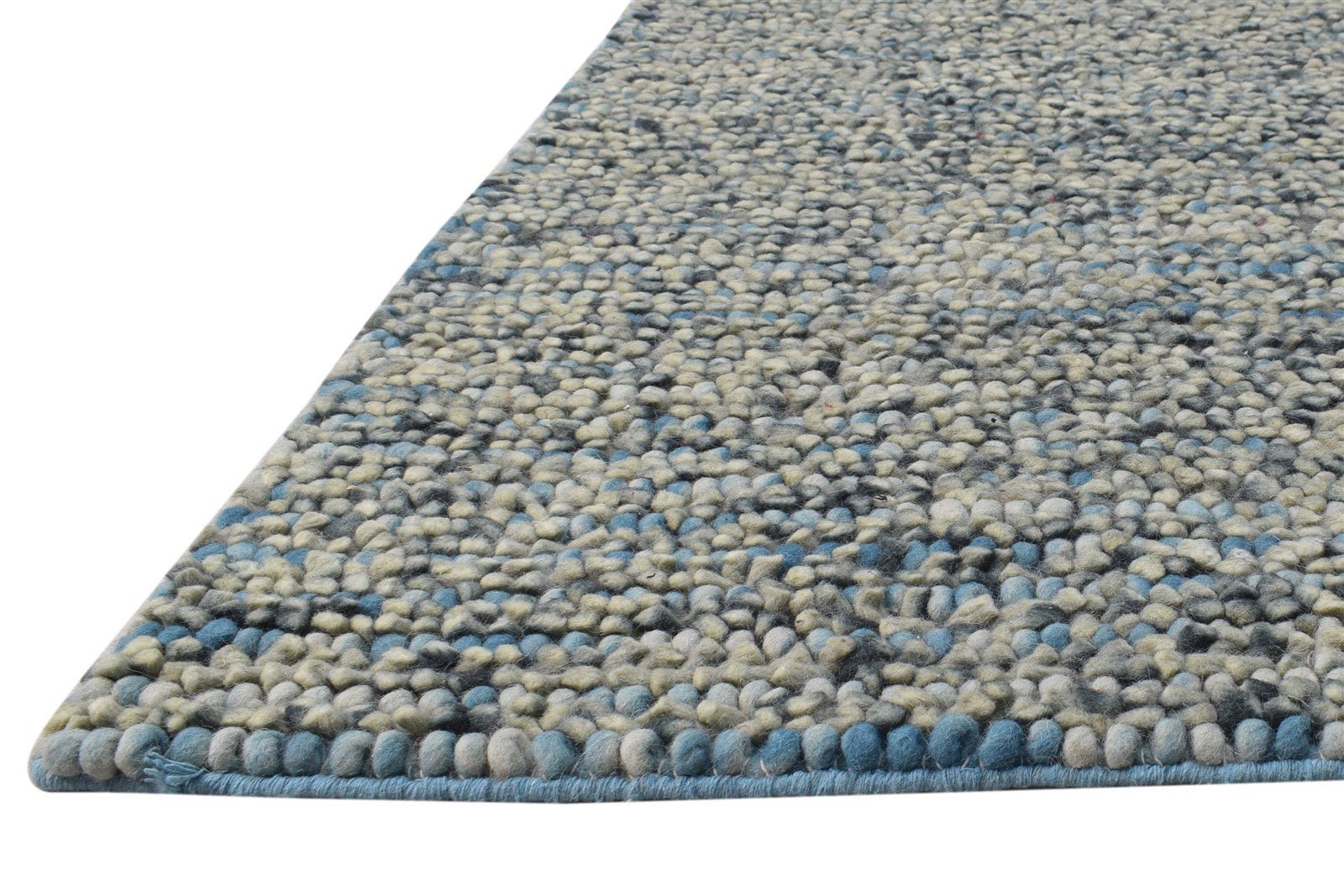 Wool Blue Rug 7' X 7' Modern Hand Woven Scandinavian Solid Large Carpet 