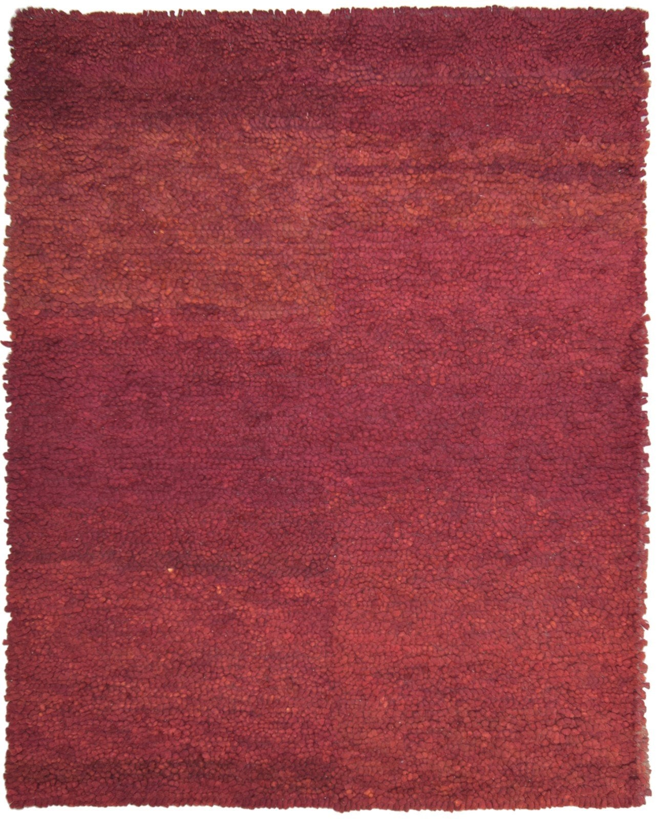 Hand Woven Red Wool Rug 7' X 9' Modern Bohemian Solid Large Carpet 