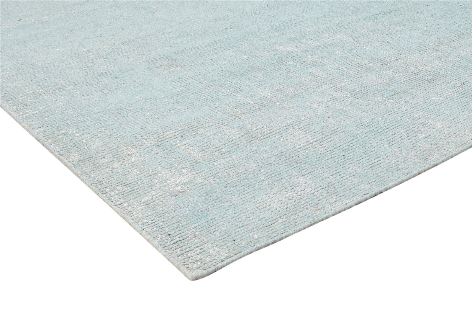 Blue Silk Rug 8' X 10' Modern Hand Woven Scandinavian Solid Large Carpet 