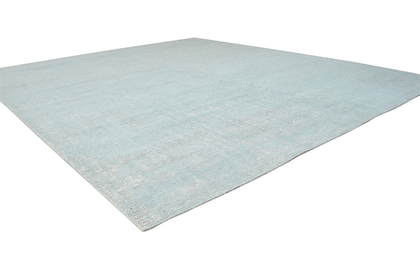 Blue Silk Rug 8' X 10' Modern Hand Woven Scandinavian Solid Large Carpet 