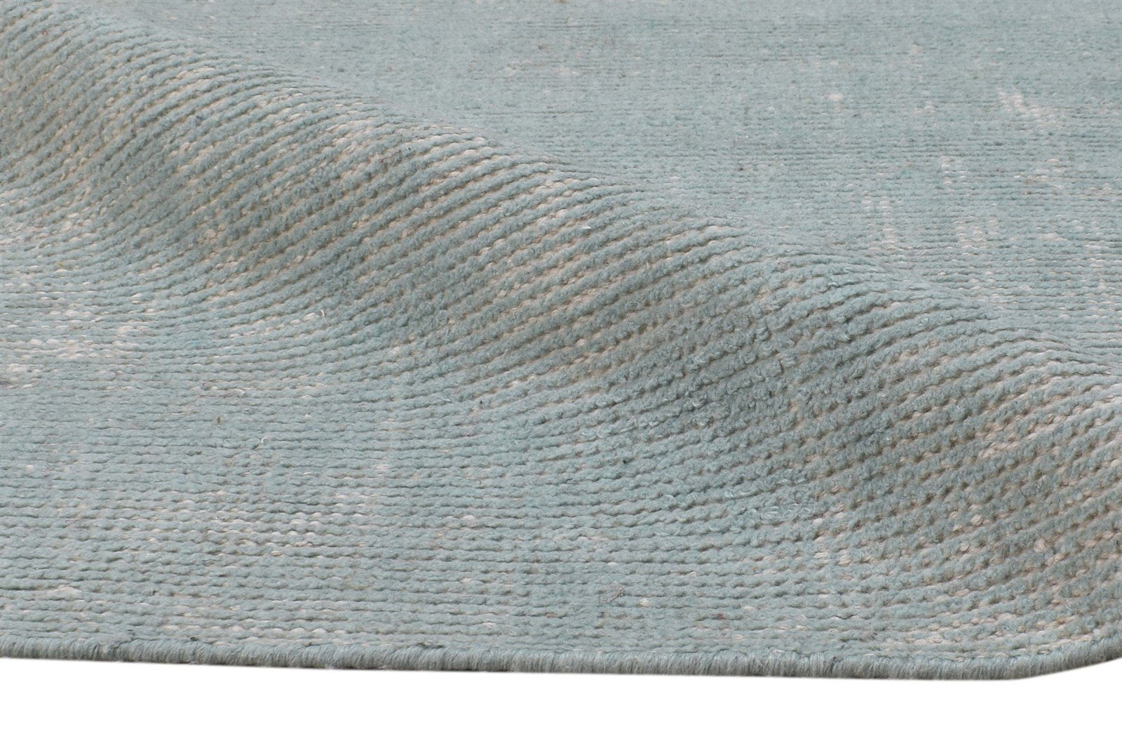 Blue Silk Rug 8' X 10' Modern Hand Woven Scandinavian Solid Large Carpet 