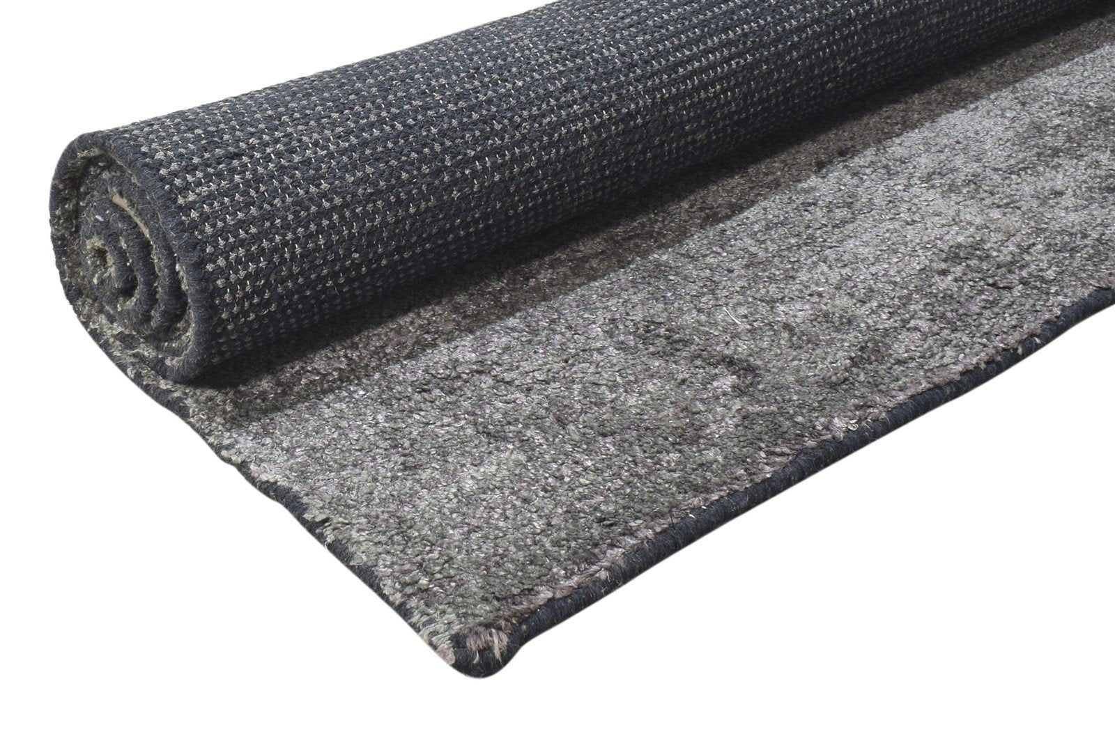 Silk Dark Grey Rug 8' X 8' Modern Hand Woven Scandinavian Solid Large Carpet 