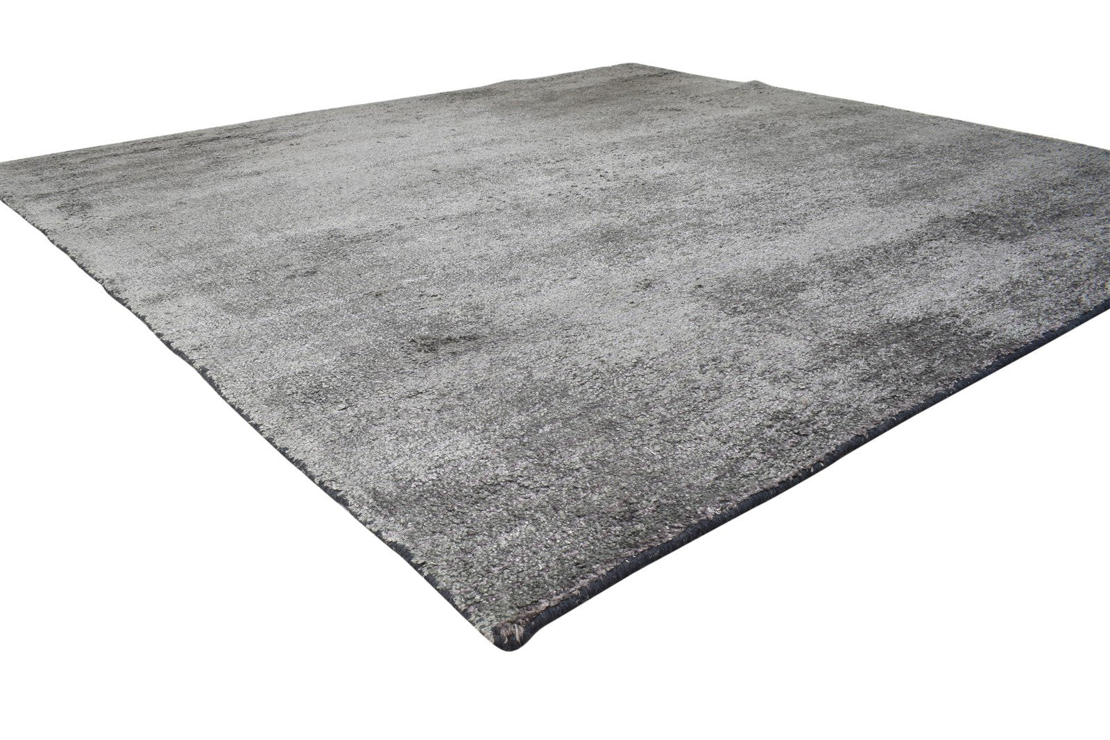 Silk Dark Grey Rug 8' X 8' Modern Hand Woven Scandinavian Solid Large Carpet 