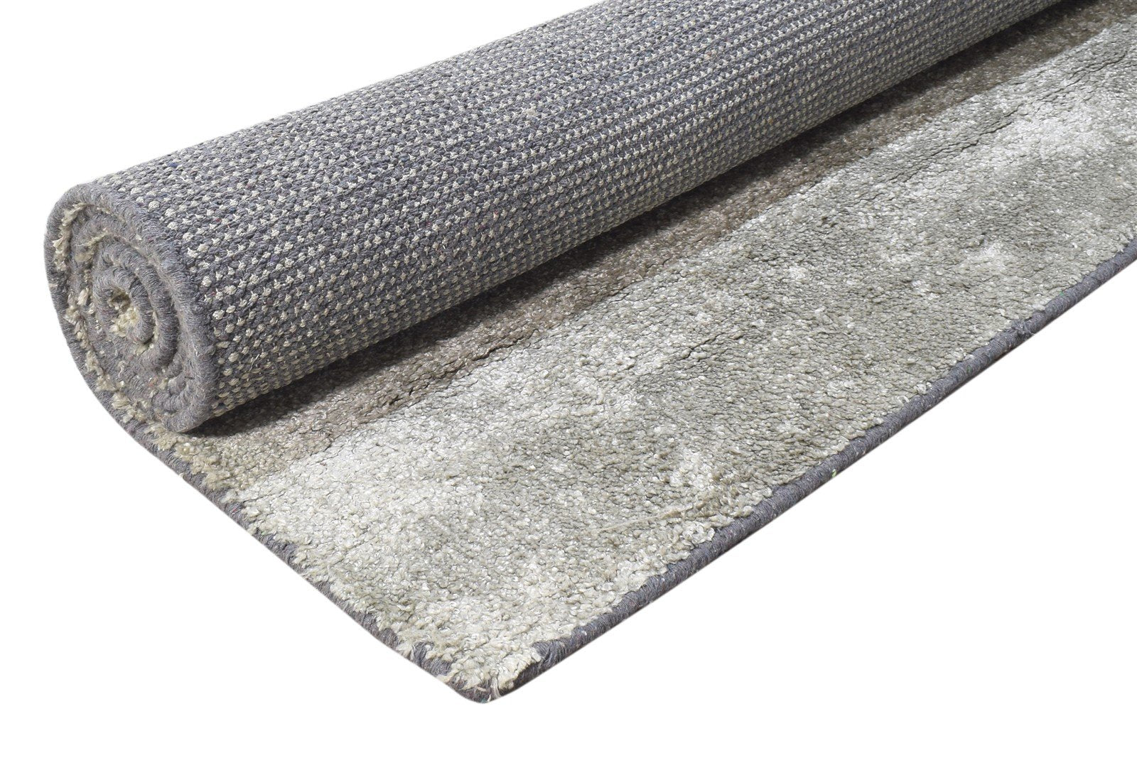 8' X 8' Rug Silk Silver Modern Hand Woven Scandinavian Solid Large Carpet 