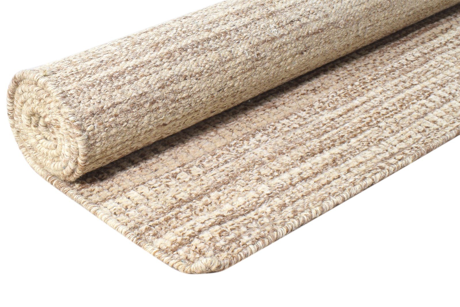 Hand Woven Beige Wool Rug 5' X 7' Modern Scandinavian Solid Room Size Carpet 