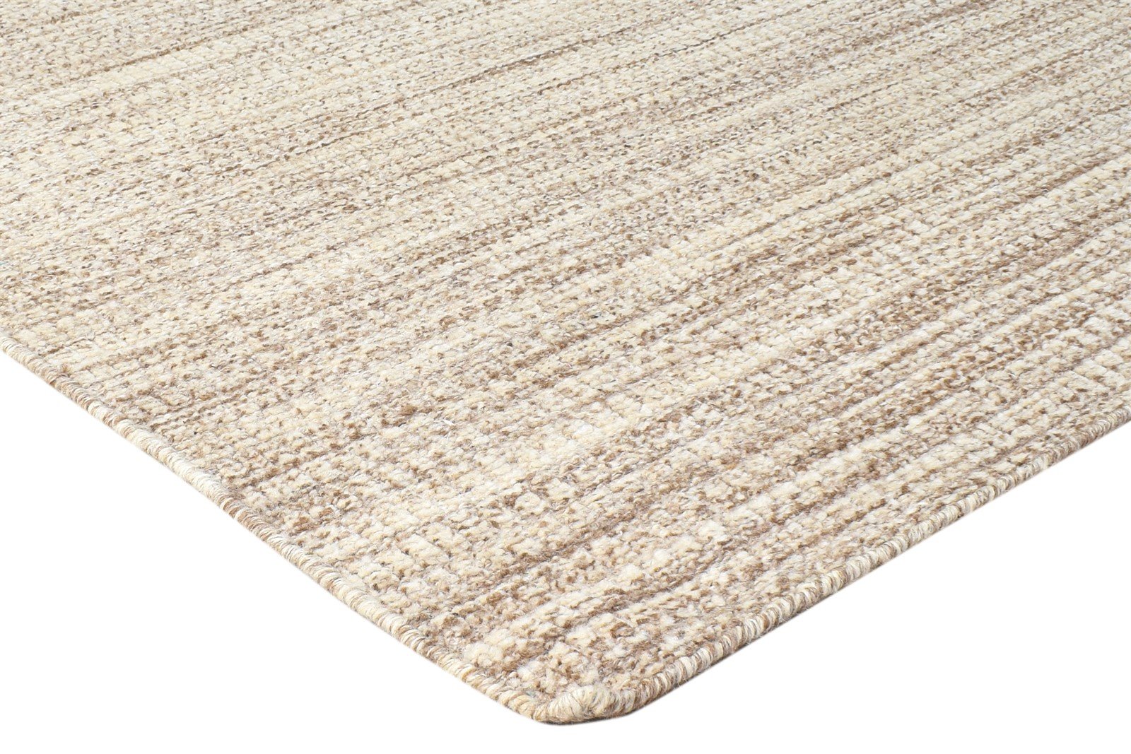 Hand Woven Beige Wool Rug 5' X 7' Modern Scandinavian Solid Room Size Carpet 