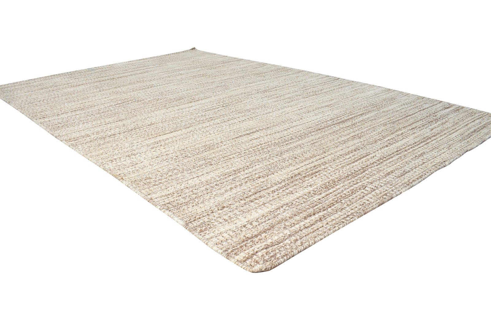 Hand Woven Beige Wool Rug 5' X 7' Modern Scandinavian Solid Room Size Carpet 