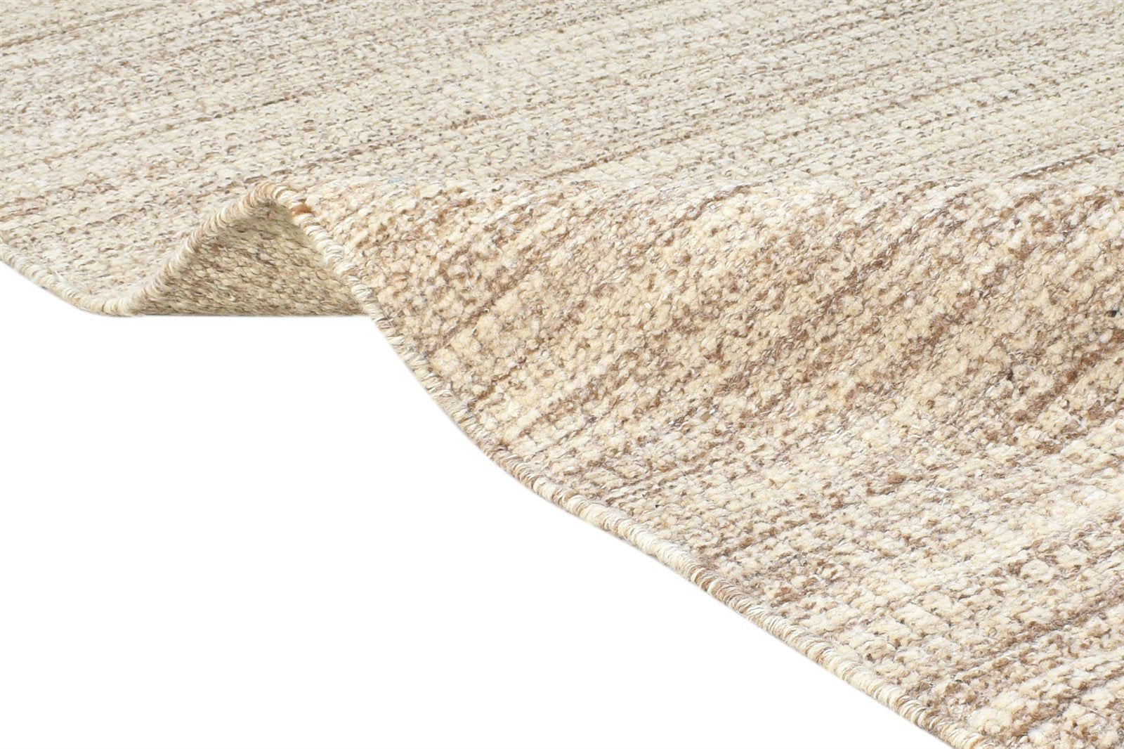 Hand Woven Beige Wool Rug 5' X 7' Modern Scandinavian Solid Room Size Carpet 