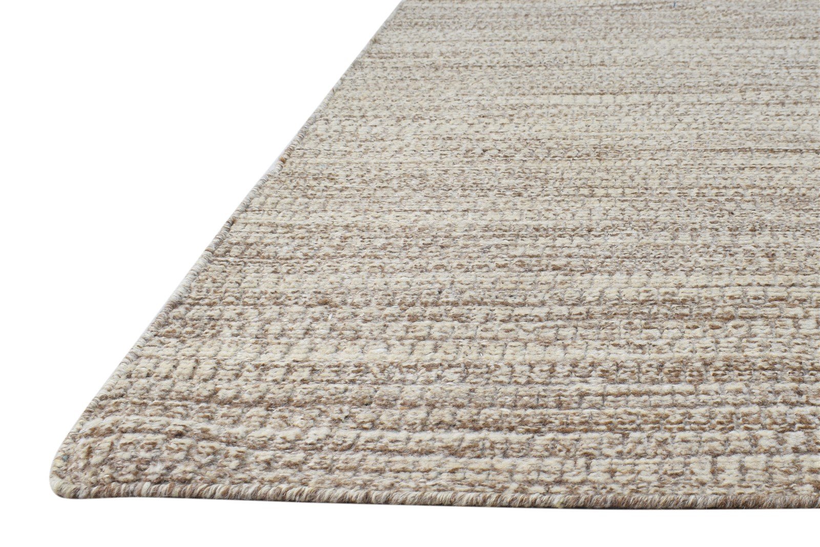 Hand Woven Beige Wool Rug 5' X 7' Modern Scandinavian Solid Room Size Carpet 