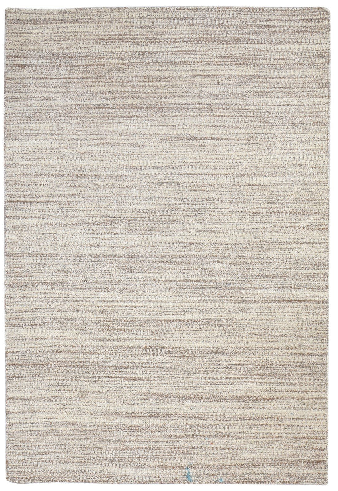 Hand Woven Beige Wool Rug 5' X 7' Modern Scandinavian Solid Room Size Carpet 