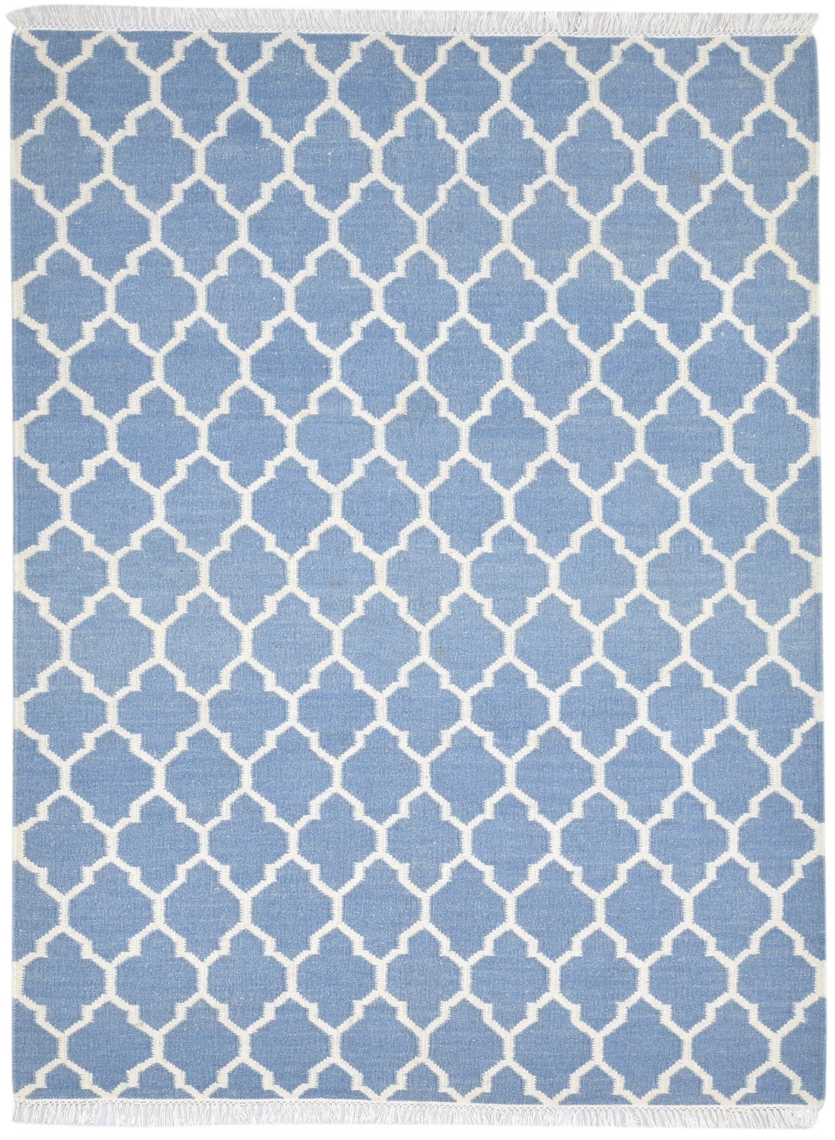 5' X 7' Rug Wool Blue Modern Dhurrie Moroccan Trellis Room Size Carpet 