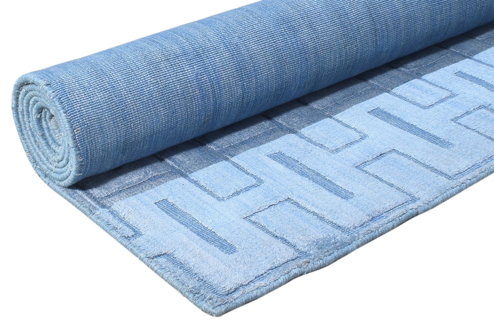 Silk Blue Rug 5' X 8' Modern Hand Woven Scandinavian Geometric Room Size Carpet 