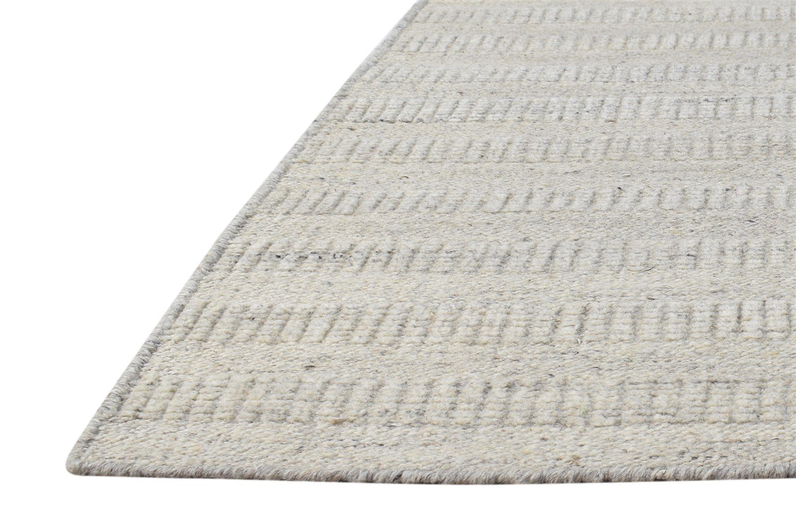 Grey Silk Rug 5' X 8' Modern Hand Woven Scandinavian Striped Room Size Carpet 