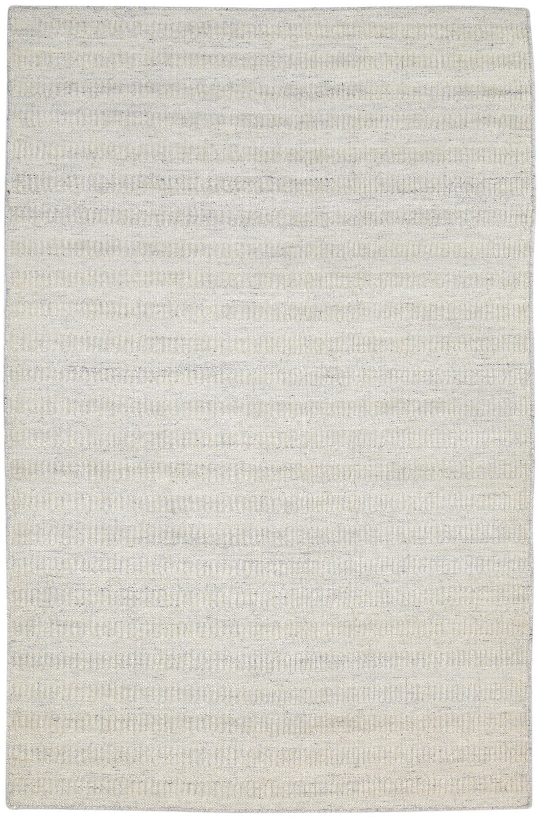 Grey Silk Rug 5' X 8' Modern Hand Woven Scandinavian Striped Room Size Carpet 