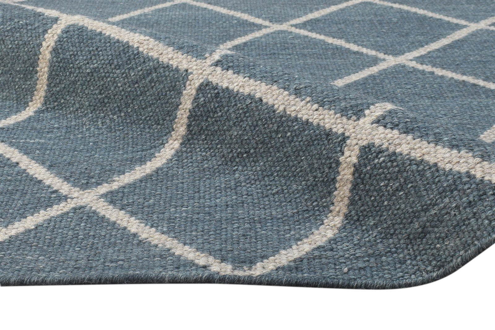 Blue Silk Rug 5' X 8' Modern Hand Woven Moroccan Diamond Room Size Carpet 