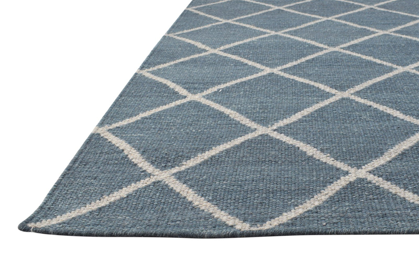 Blue Silk Rug 5' X 8' Modern Hand Woven Moroccan Diamond Room Size Carpet 