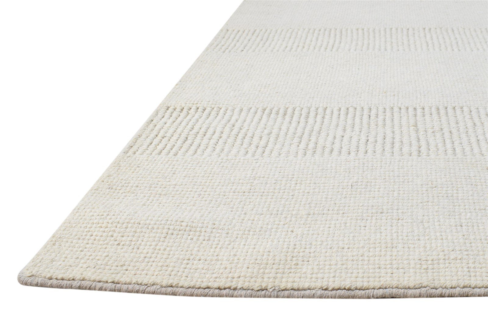 Silk Cream Rug 5' X 8' Modern Hand Woven Scandinavian Striped Room Size Carpet 