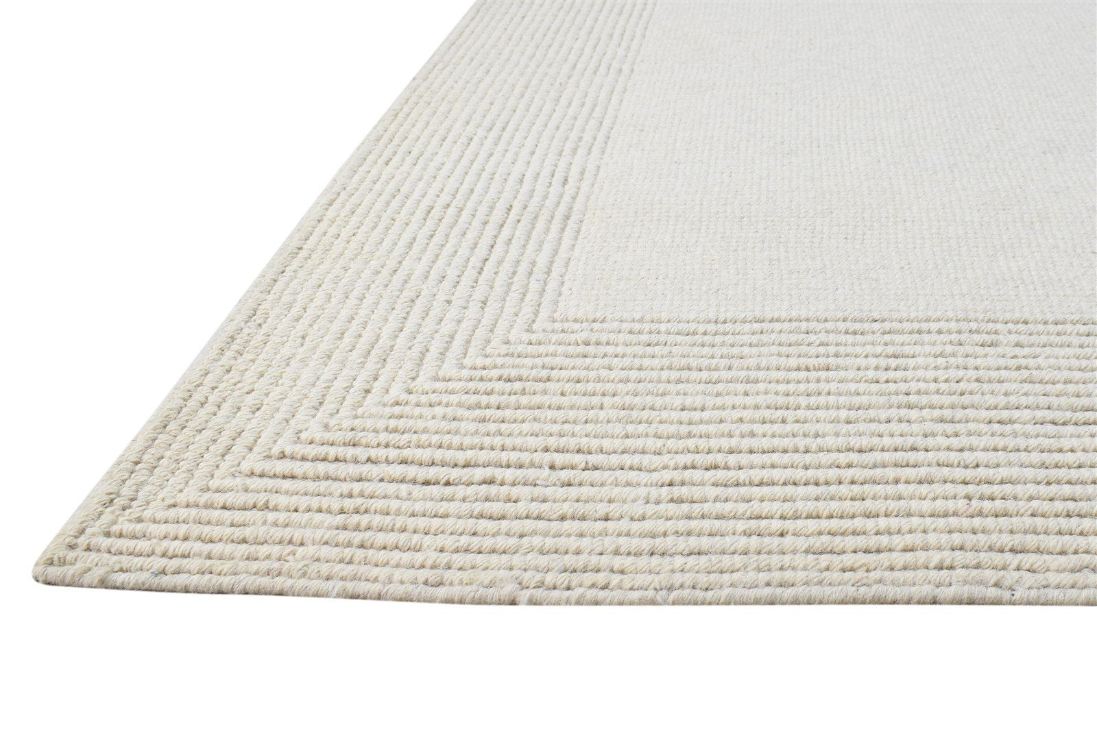 Hand Woven Cream Silk Rug 5' X 8' Modern Scandinavian Bordered Room Size Carpet 