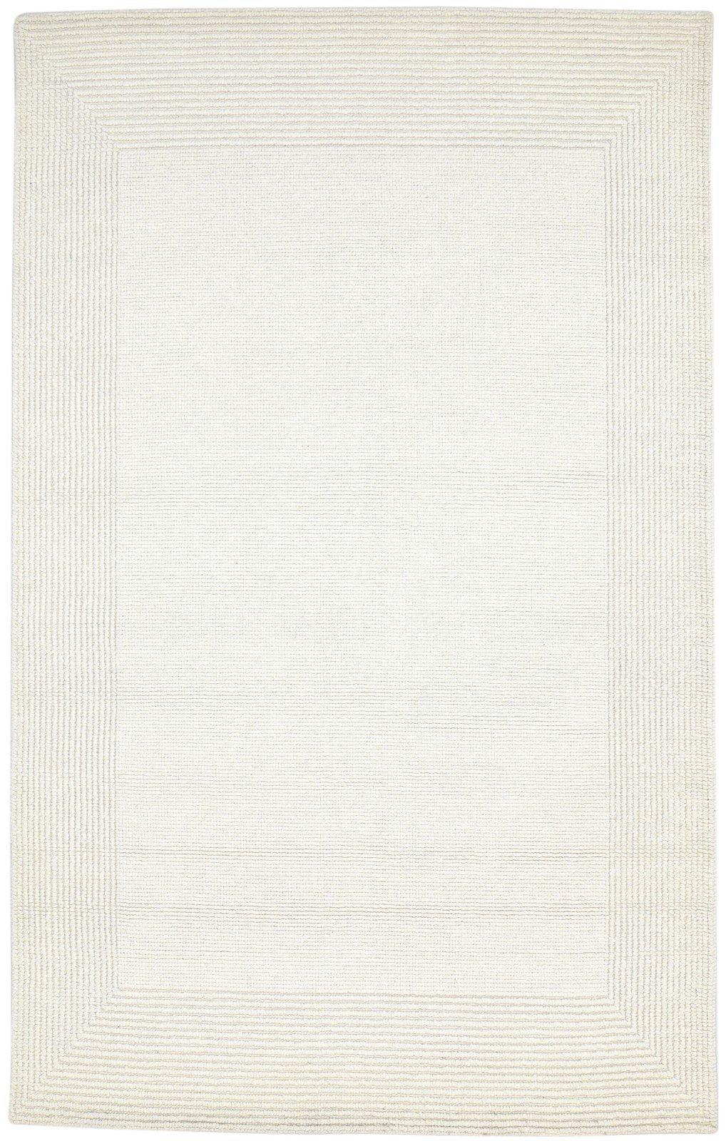 Hand Woven Cream Silk Rug 5' X 8' Modern Scandinavian Bordered Room Size Carpet 