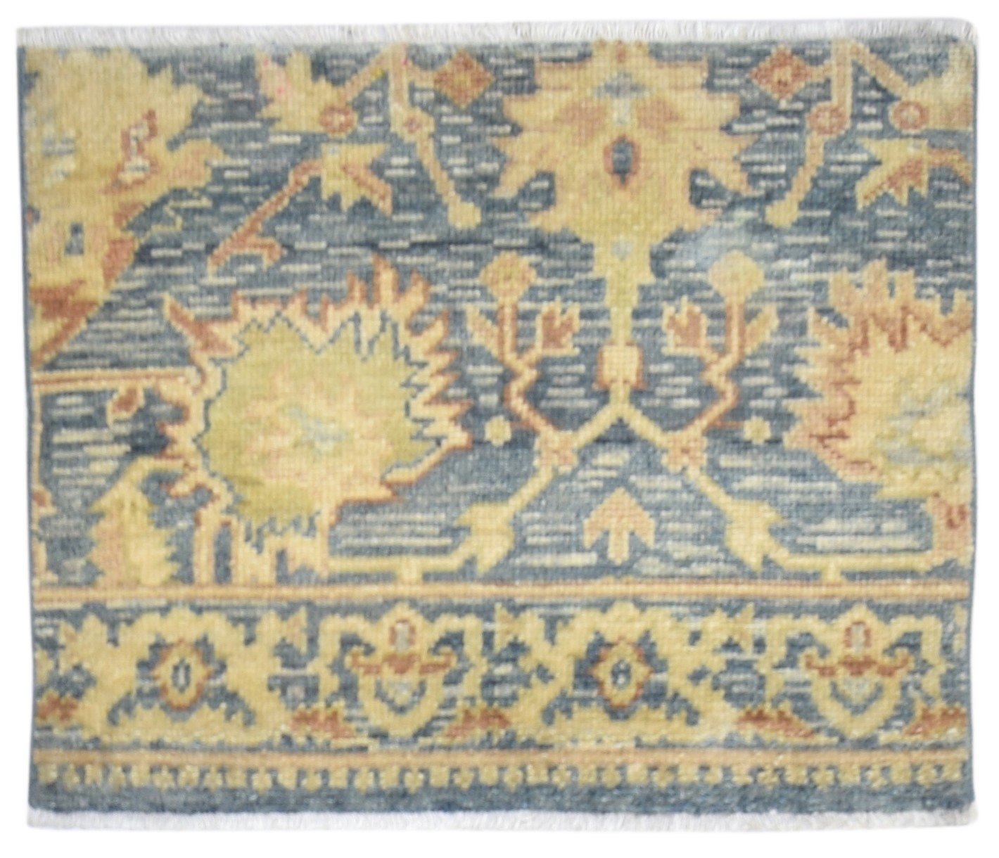 3' X 3' Rug Wool Blue Persian Hand Knotted Oushak Oriental Room Size Carpet 