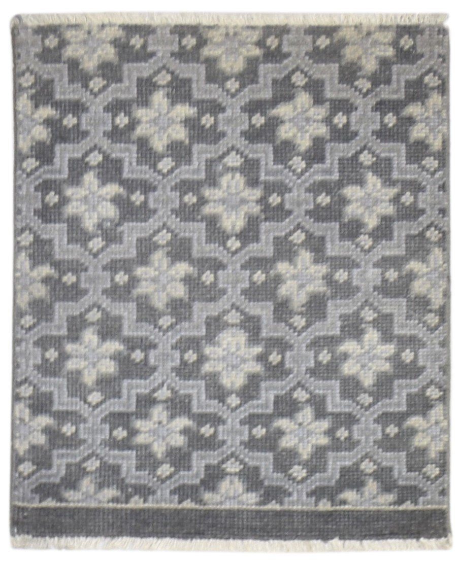 Hand Knotted Charcoal Wool Rug 2' X 2' Persian Moroccan Oriental Small Carpet 