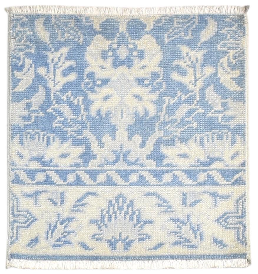 2' X 2' Rug Wool Blue Persian Hand Knotted Oushak Oriental Small Carpet 