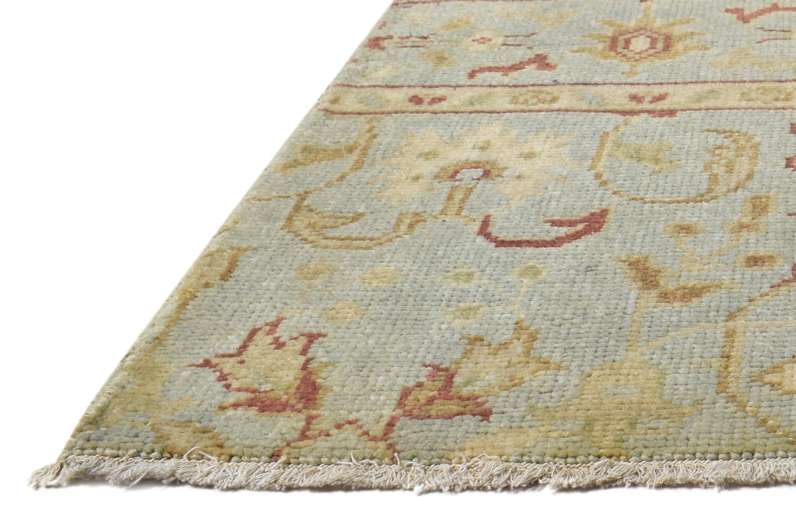 Wool Sage Rug 2' X 2' Persian Hand Knotted Oushak Oriental Small Carpet 