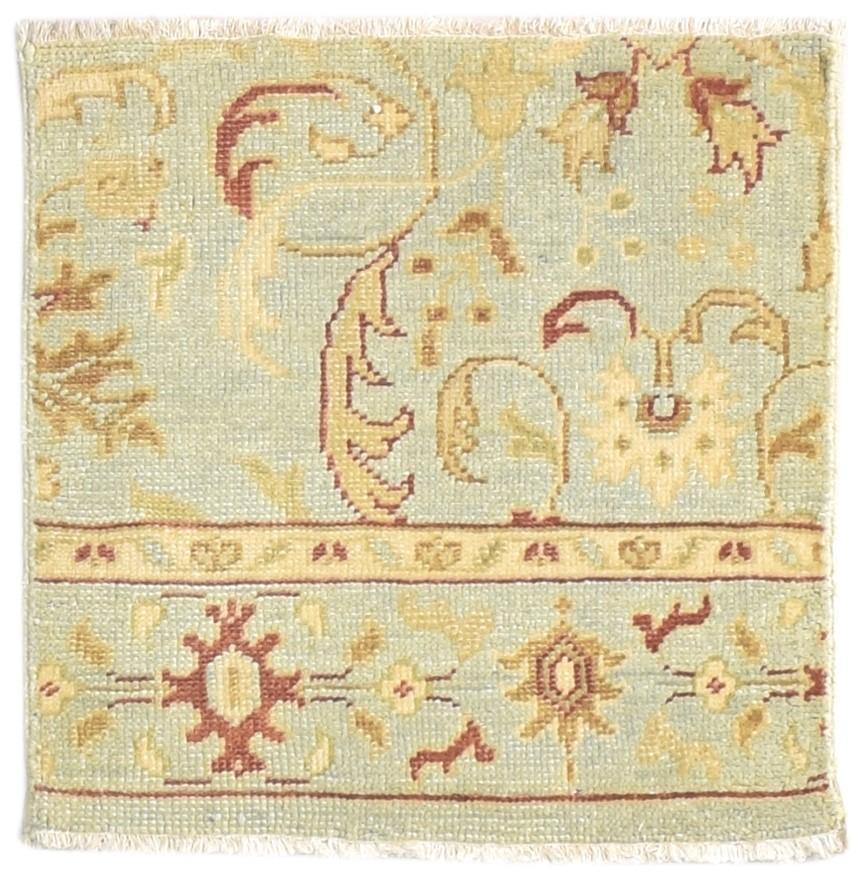 Wool Sage Rug 2' X 2' Persian Hand Knotted Oushak Oriental Small Carpet 