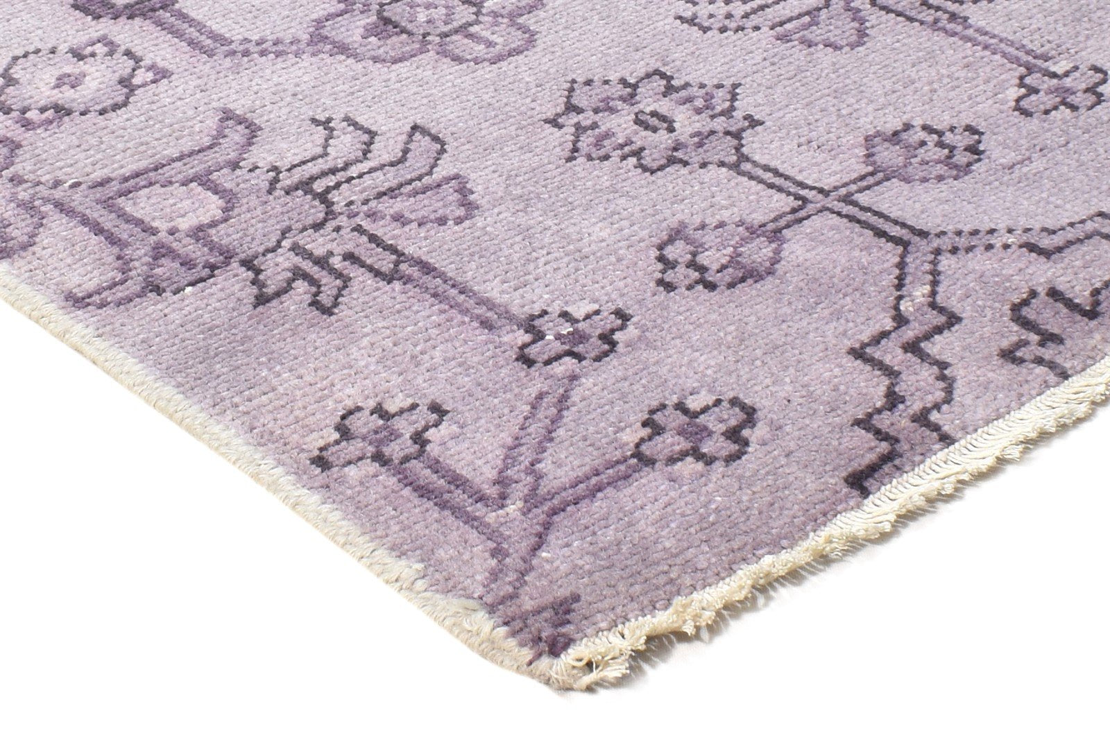 Hand Knotted Purple Wool Rug 2' X 2' Persian Oushak Oriental Small Carpet 