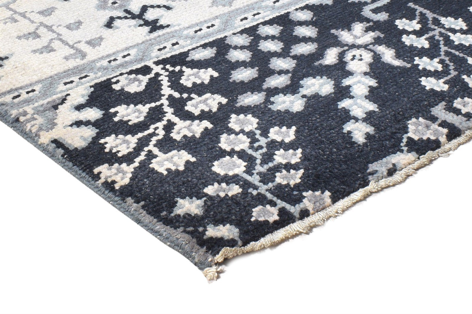 Black Wool Rug 2' X 2' Persian Hand Knotted Oushak Oriental Small Carpet 