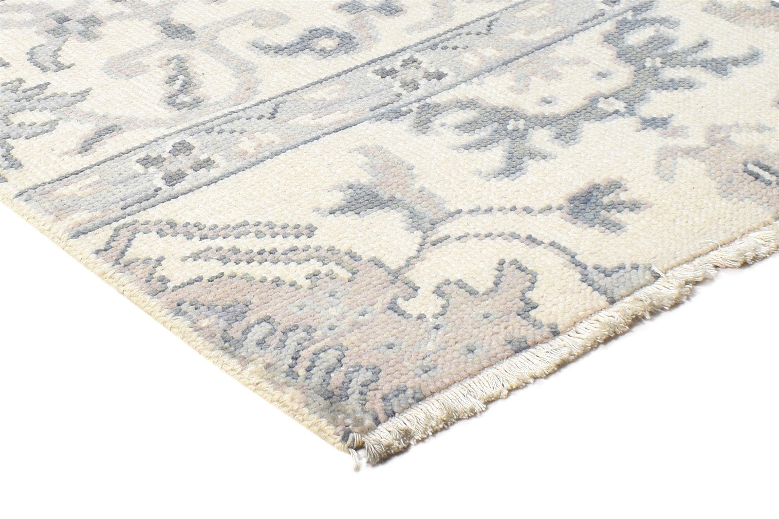 Wool Cream Rug 2' X 2' Persian Hand Knotted Oushak Oriental Small Carpet 