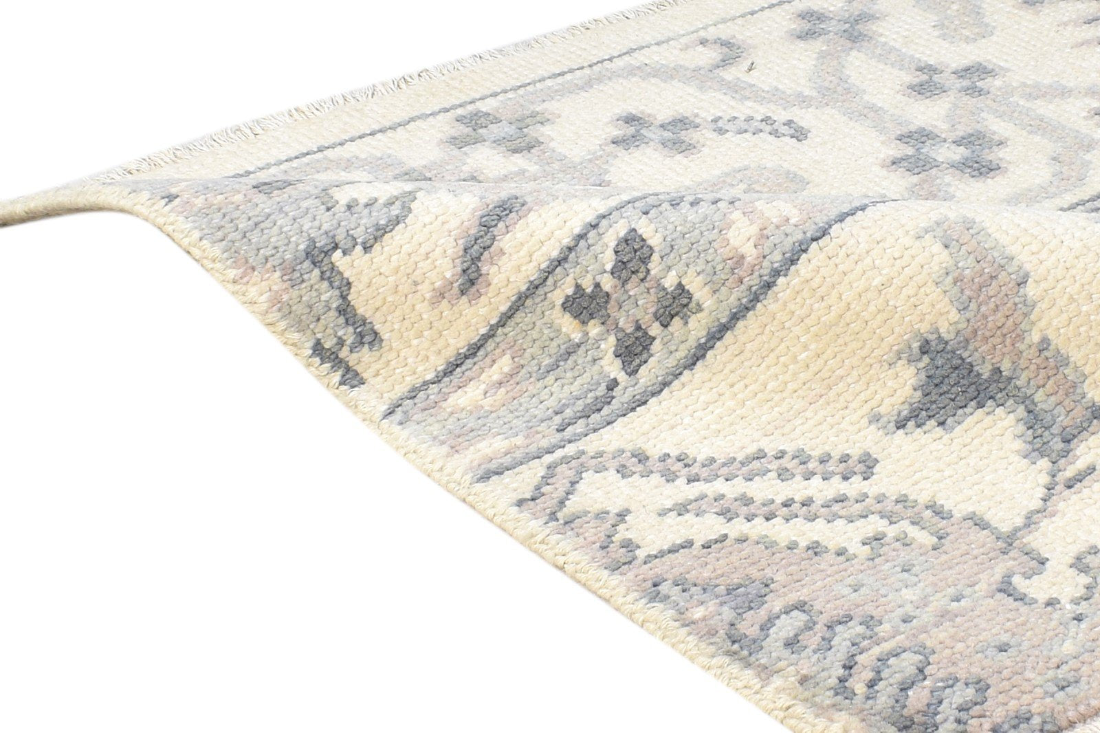 Wool Cream Rug 2' X 2' Persian Hand Knotted Oushak Oriental Small Carpet  Area Rug 