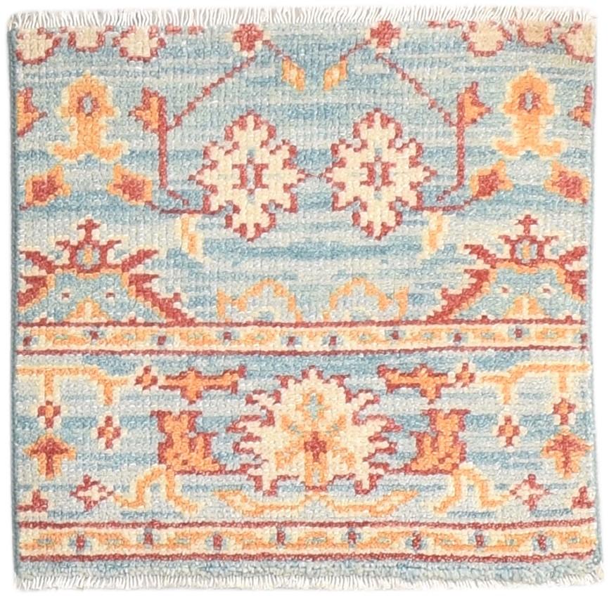 2' X 2' Rug Wool Blue Persian Hand Knotted Oushak Oriental Small Carpet 