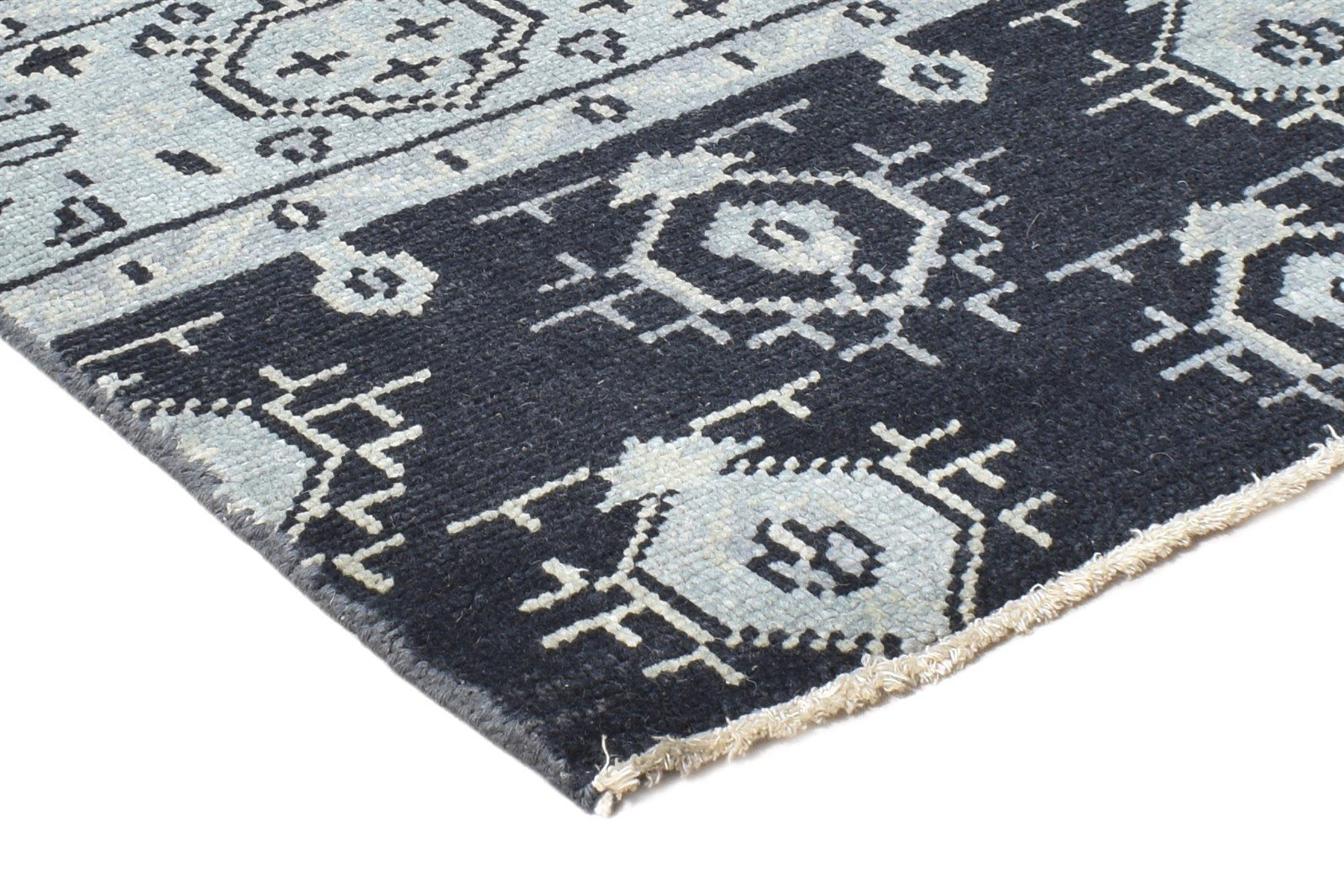 Wool Black Rug 2' X 2' Persian Hand Knotted Bokhara Oriental Small Carpet 