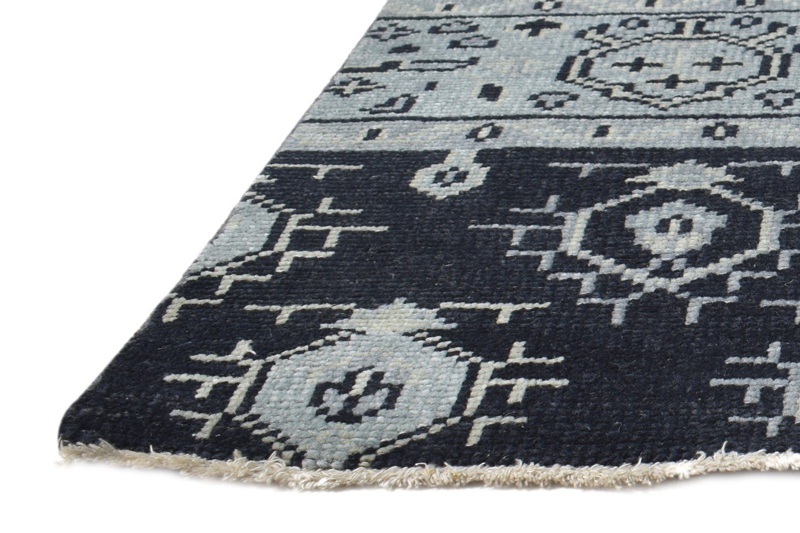 Wool Black Rug 2' X 2' Persian Hand Knotted Bokhara Oriental Small Carpet 