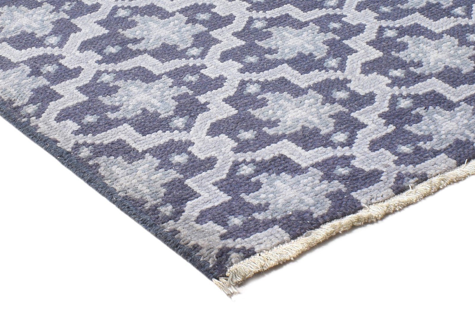 Hand Knotted Charcoal Wool Rug 2' X 2' Modern Oushak Trellis Small Carpet 