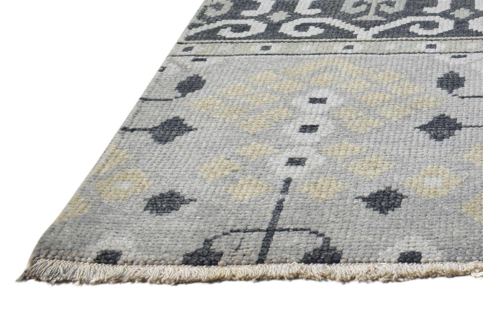 Grey Wool Rug 2' X 2' Persian Hand Knotted Sarouk-Indian Oriental Small Carpet 