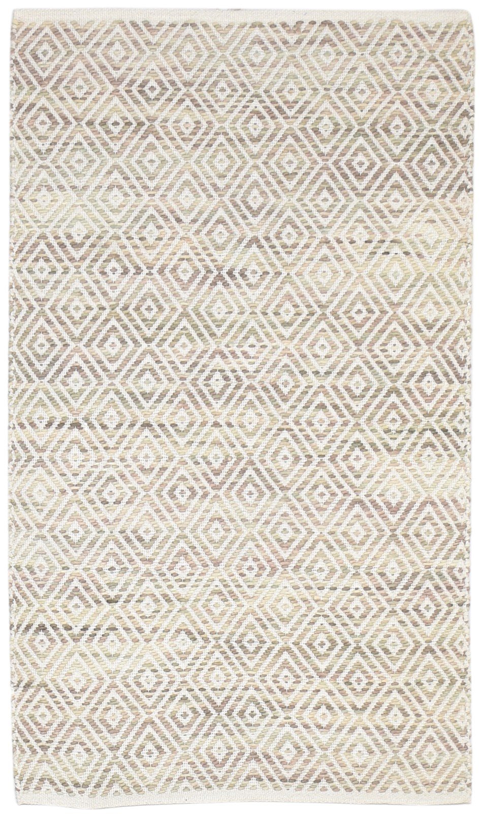 3' X 5' Rug Wool Sand Modern Hand Woven Scandinavian Diamond Small Carpet 