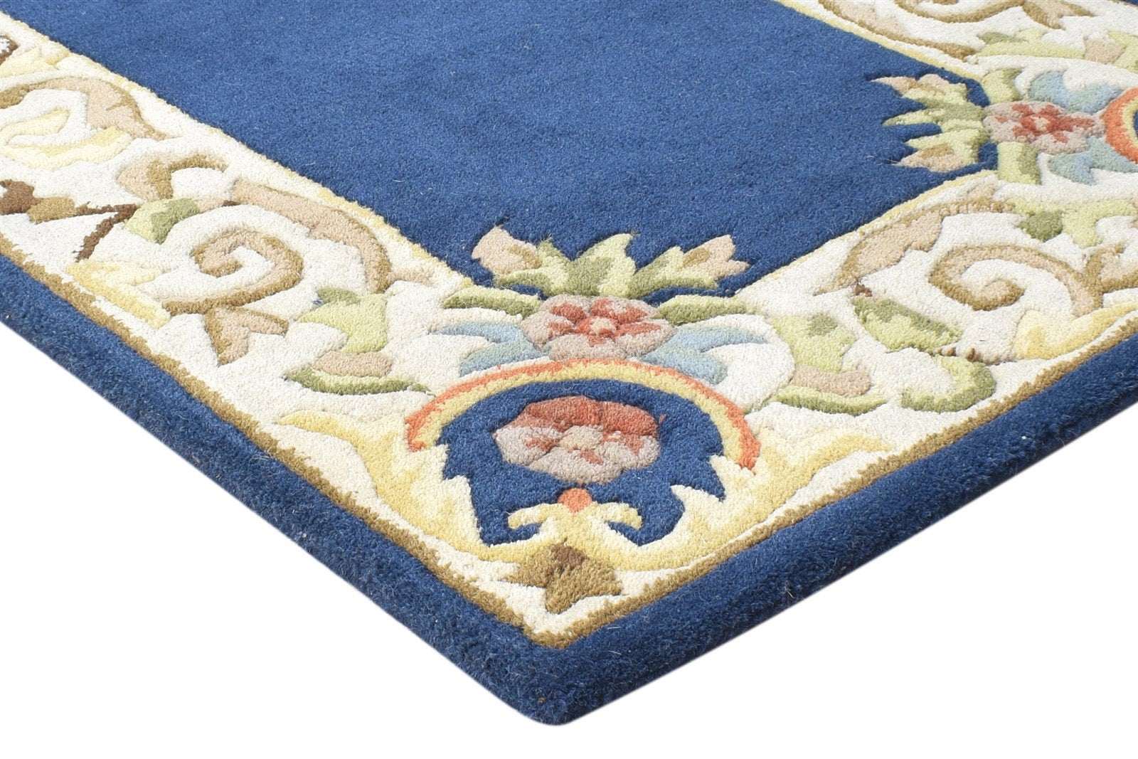 Hand Tufted Blue Wool Rug 3' X 10' Persian Mughal Oriental Small Runner 