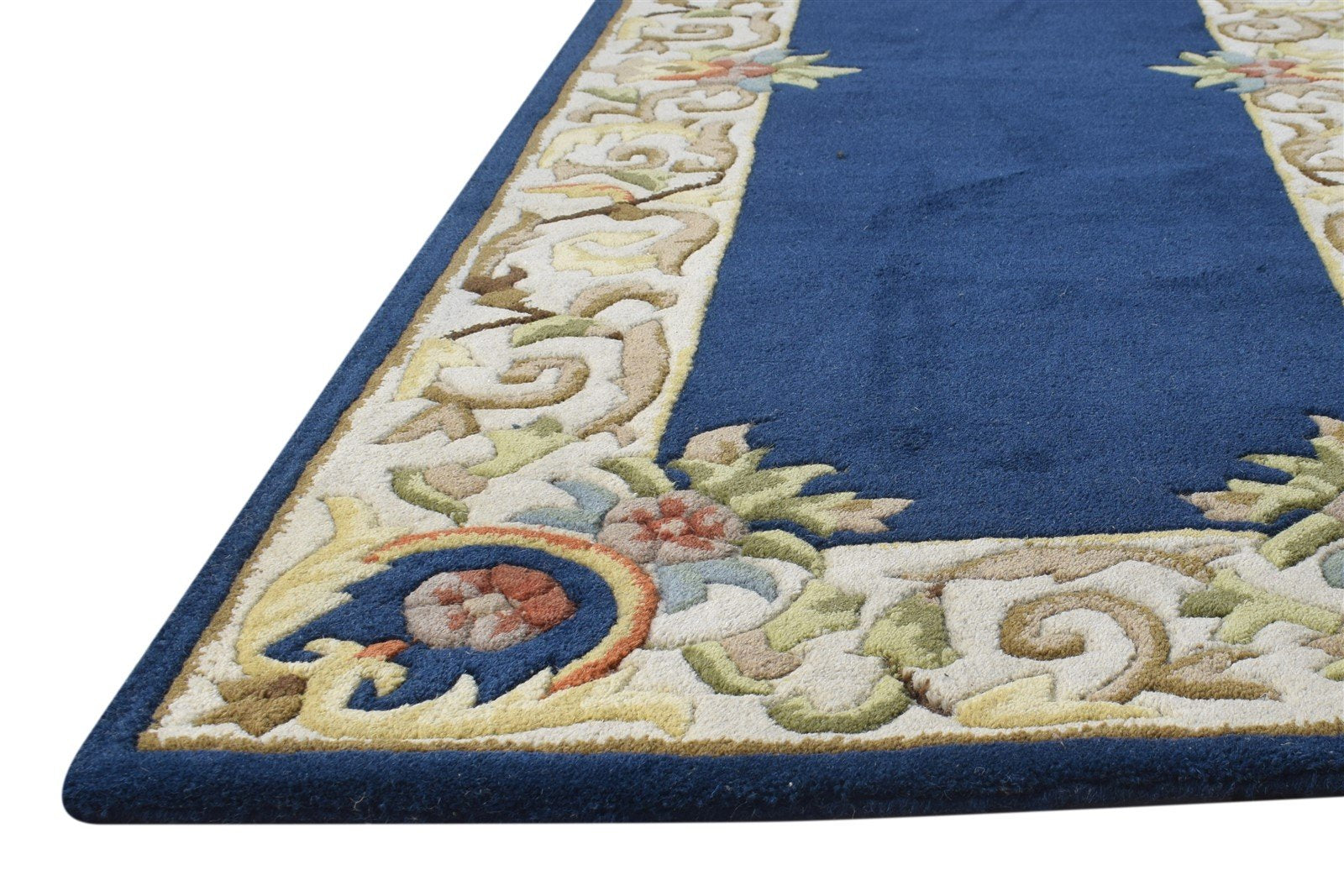 Hand Tufted Blue Wool Rug 3' X 10' Persian Mughal Oriental Small Runner 