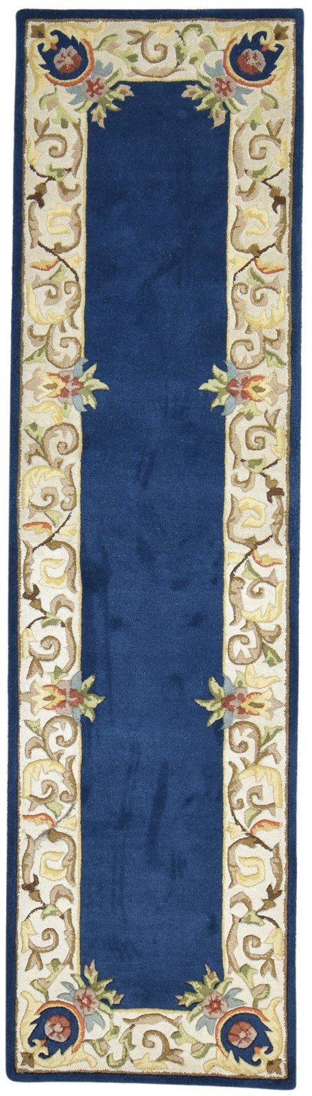 Hand Tufted Blue Wool Rug 3' X 10' Persian Mughal Oriental Small Runner 